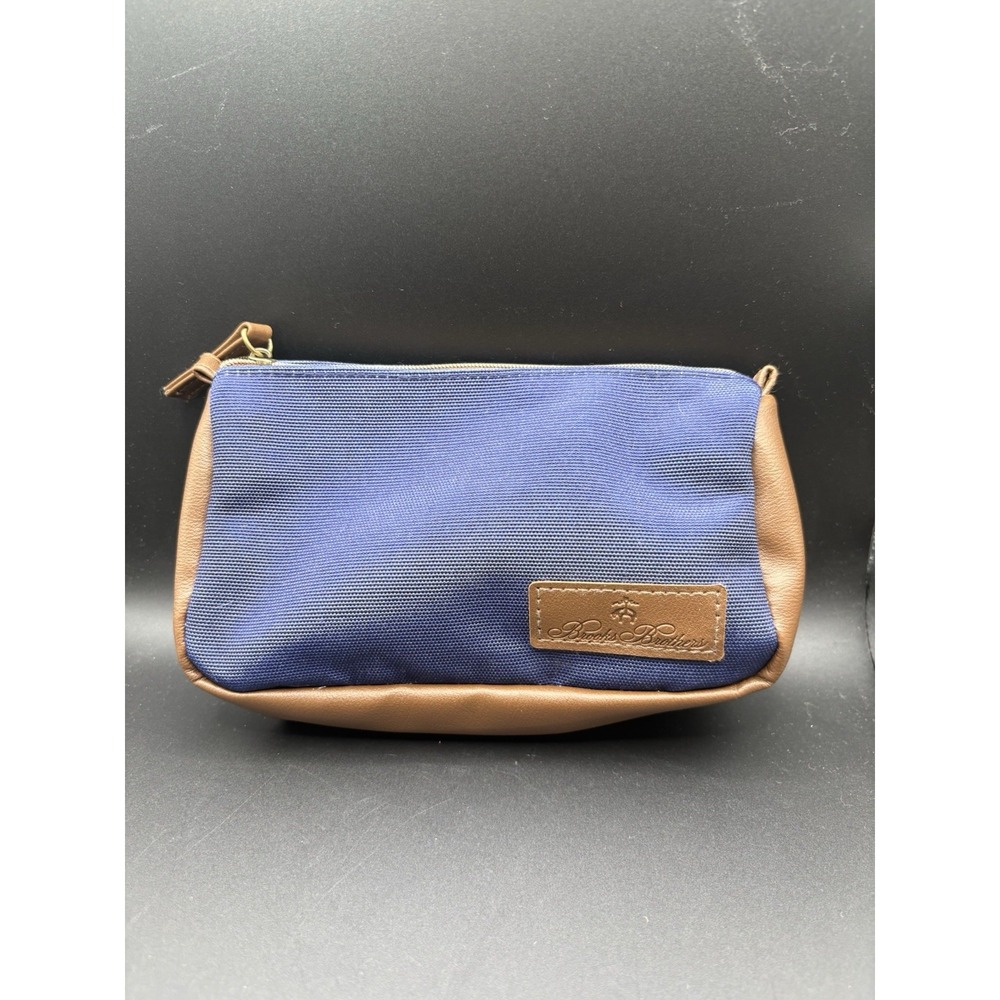 Brooks Brothers United Men Accessory Toiletry Bag Travel Pouch Blue Brown Lined